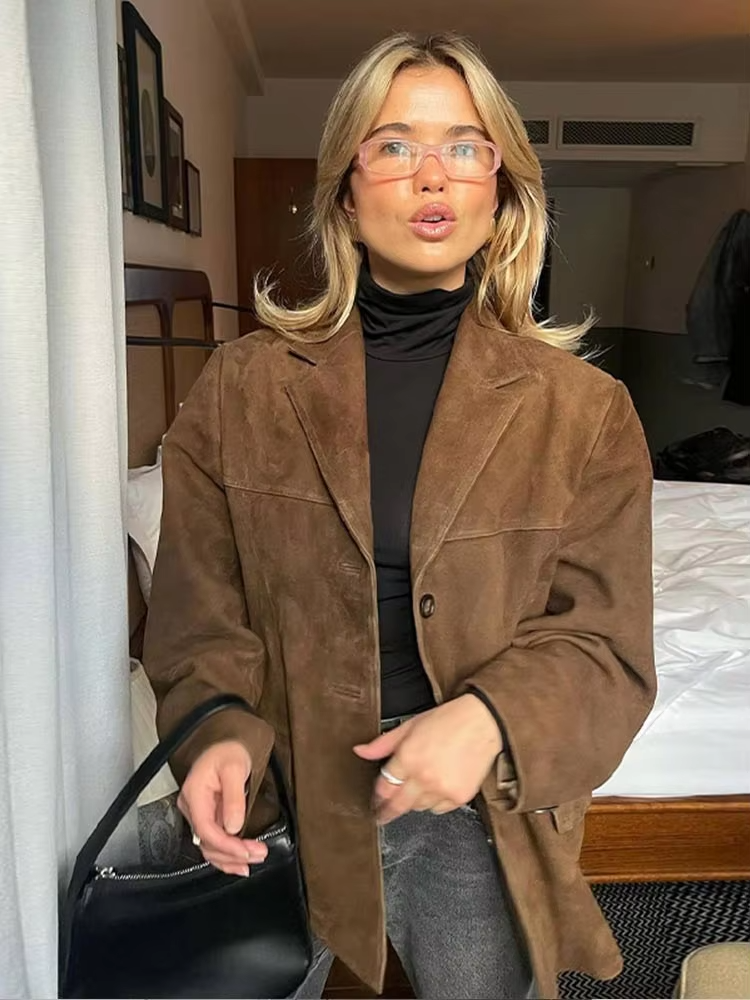 Veste en daim pour femme