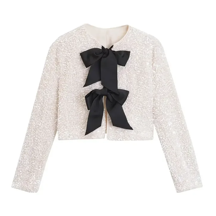 Veste à paillettes nouée sur le devant