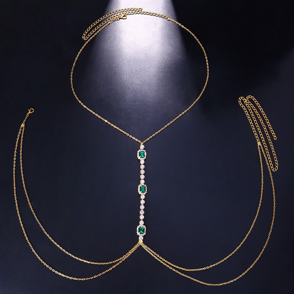 Collier de corps en cristal vert