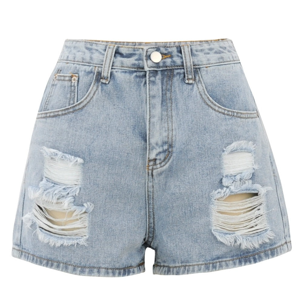 Short en jean fleuri
