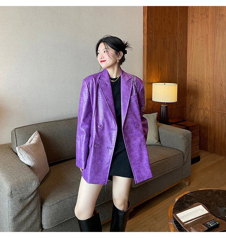 Blazer oversize en crocodile Amparo