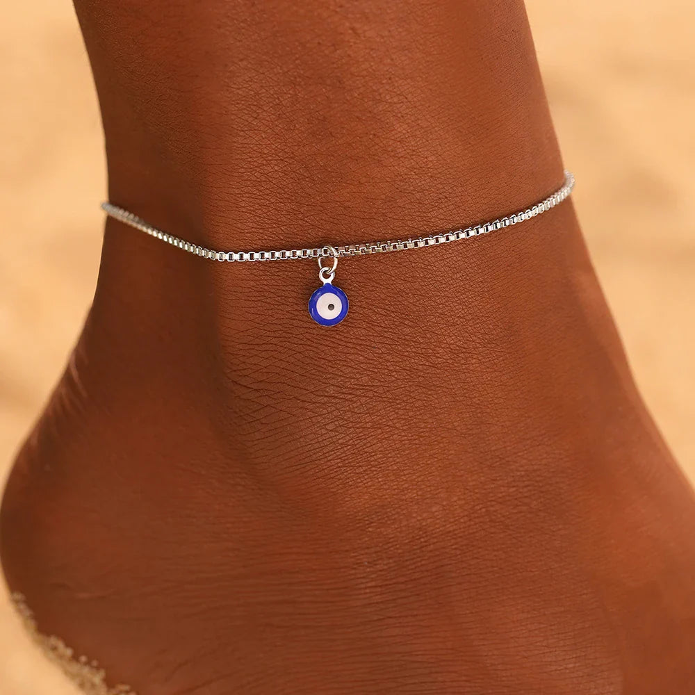 Bracelet de cheville œil bleu