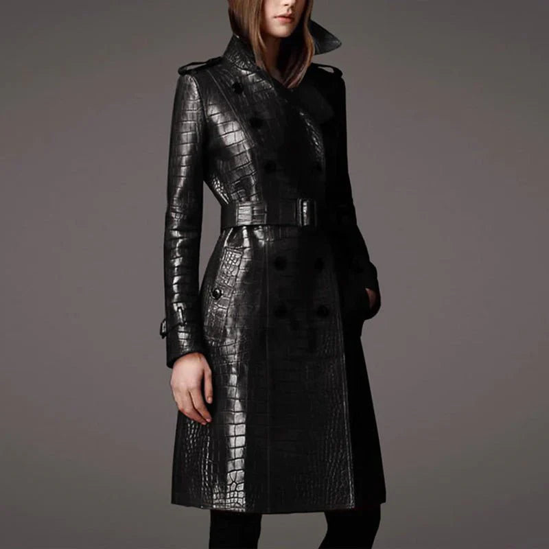 Trench-coat en cuir élégant