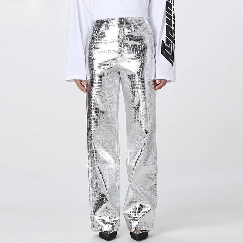 Silver Leather Pants