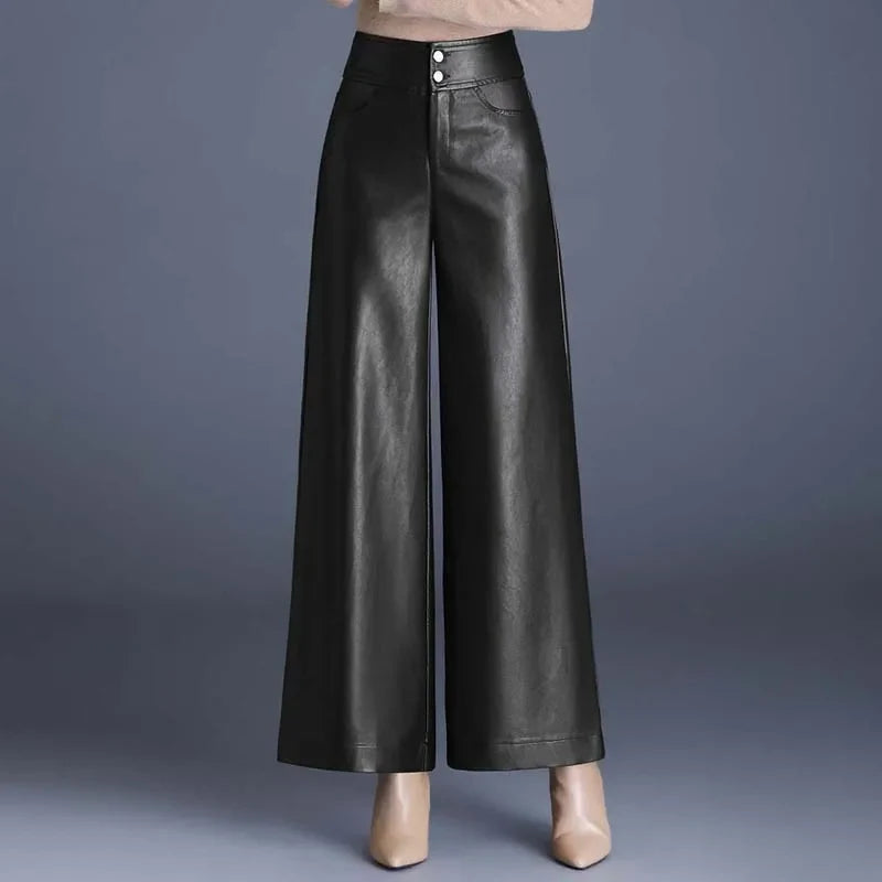 Wide Leather Pants