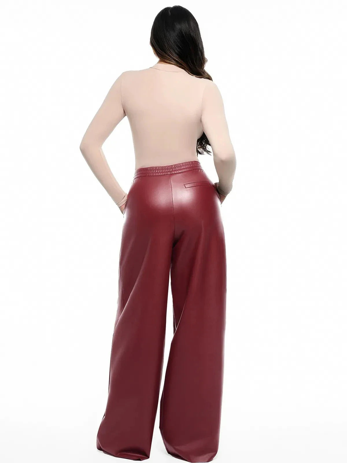 Faux Leather High Waisted Wide Leg Pants