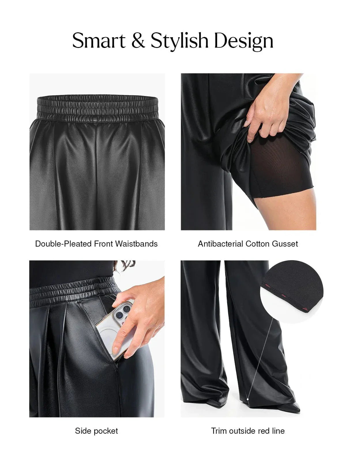 Faux Leather High Waisted Wide Leg Pants
