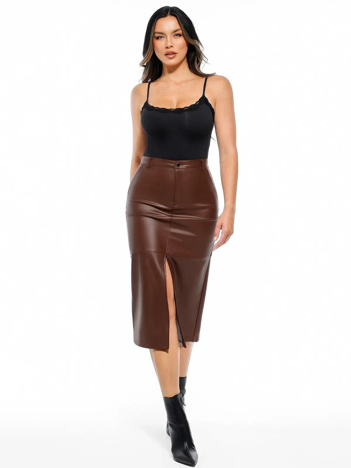 Sculpted Faux Leather Contour Skirt