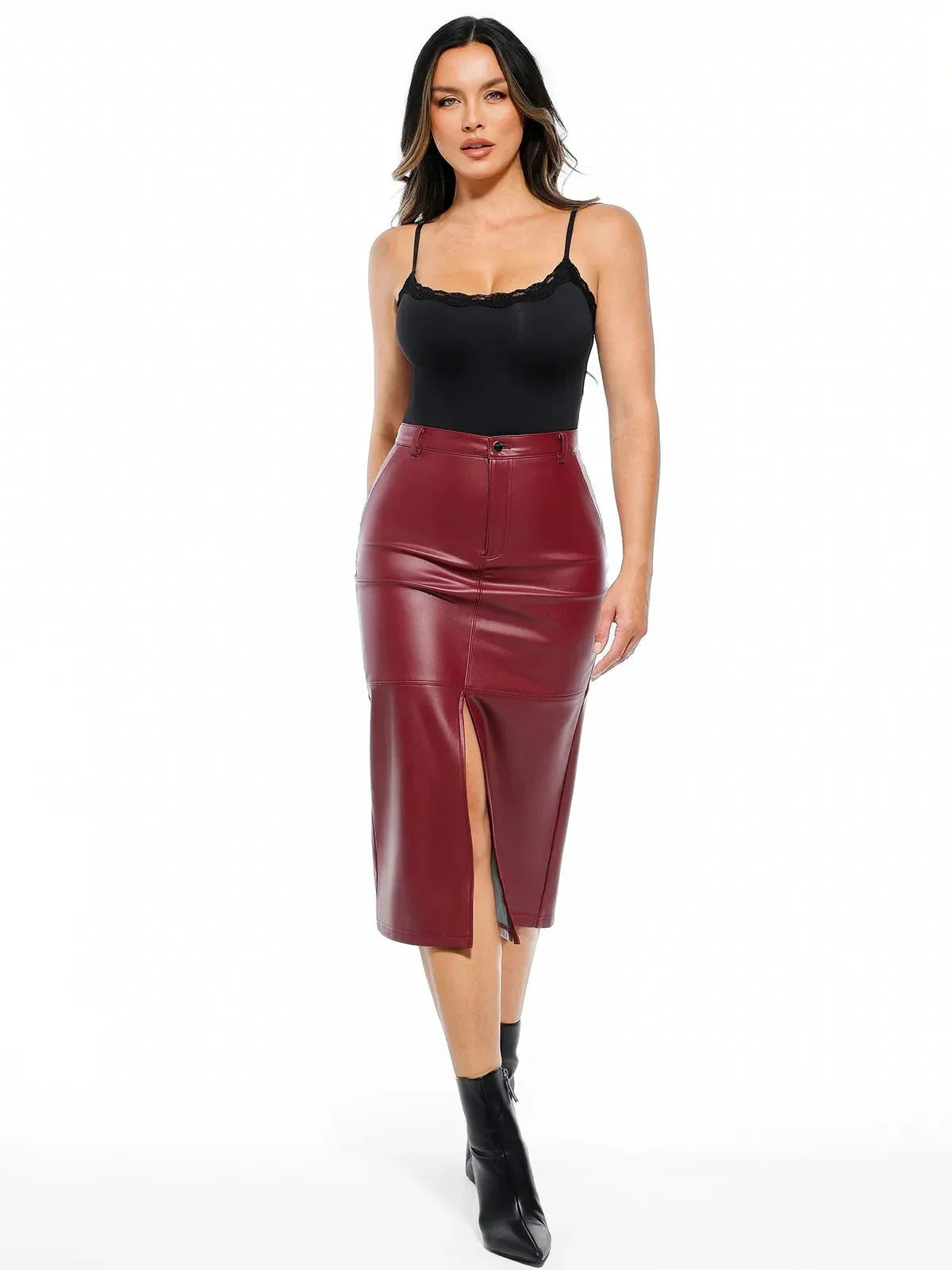 Sculpted Faux Leather Contour Skirt