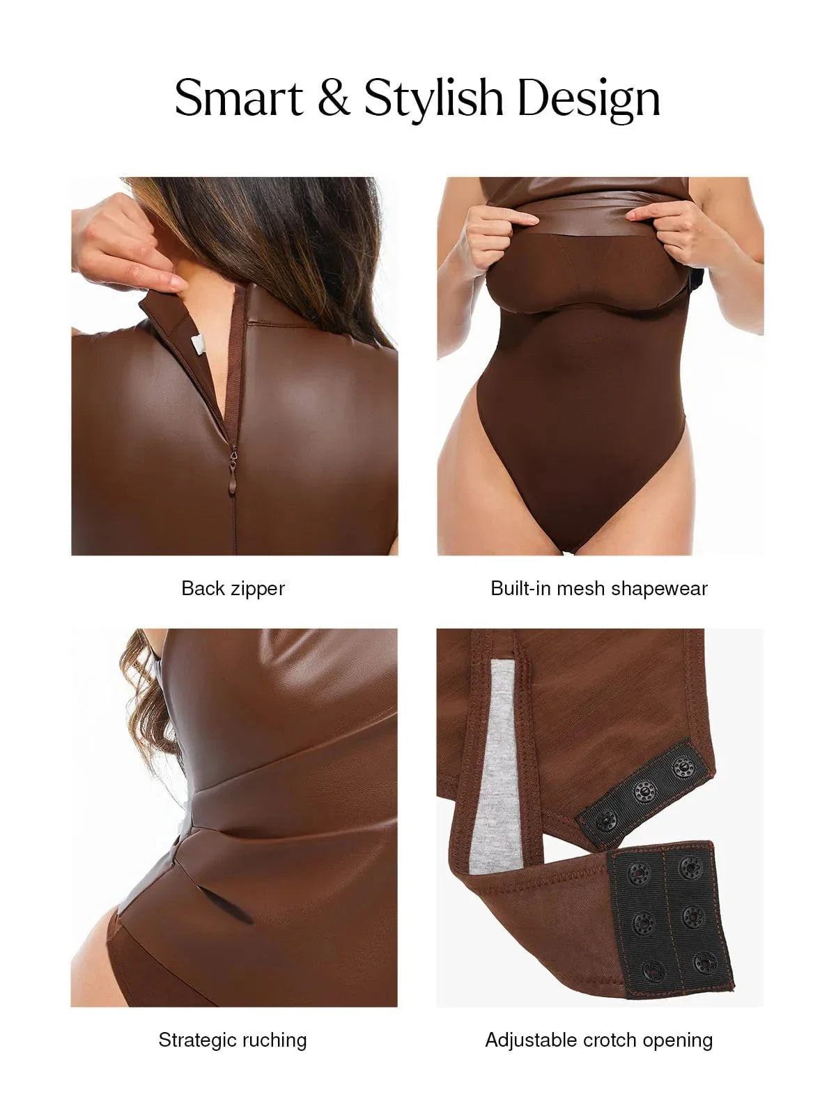 Sculpting 3-in-1 Faux Leather Bodysuit