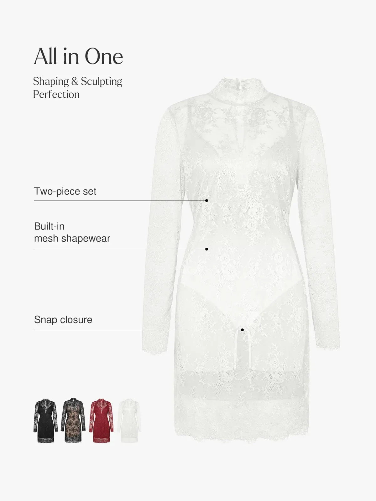 Shapewear 2-in-1 Lace Overlay Sculpting Dress