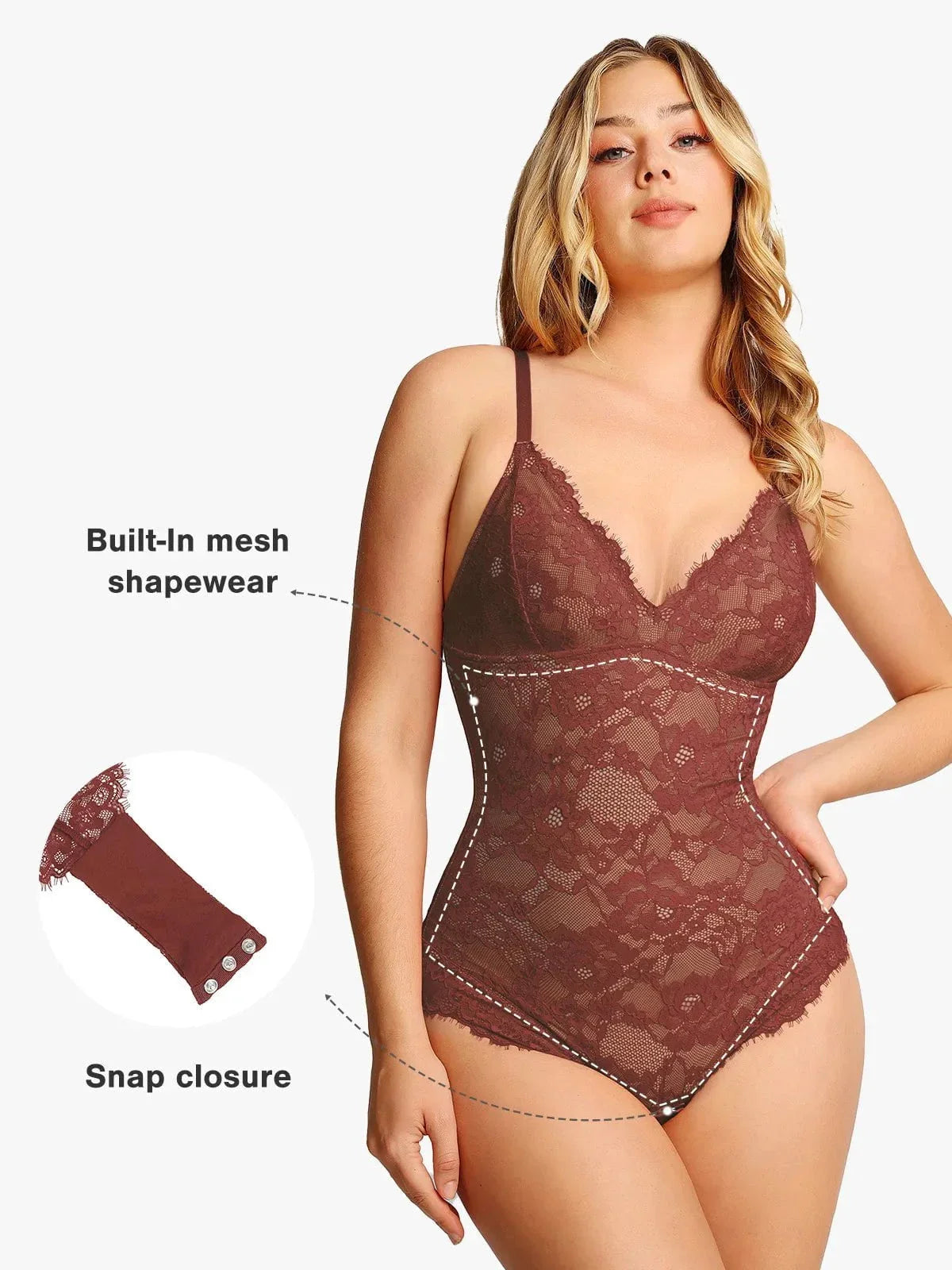 Shapewear Firm Control Smoothing Full Lace Thong Bodysuit