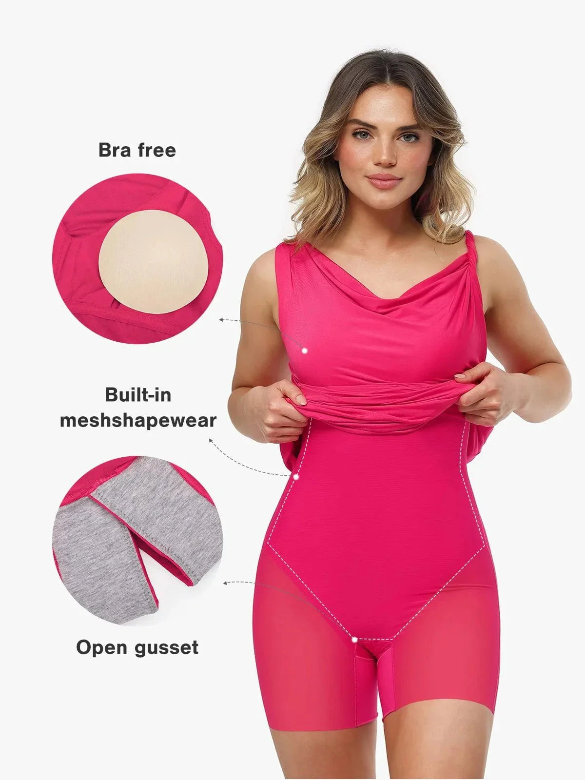 Shapewear Solid Cowl Neck Ruched Sculpting Maxi Dress