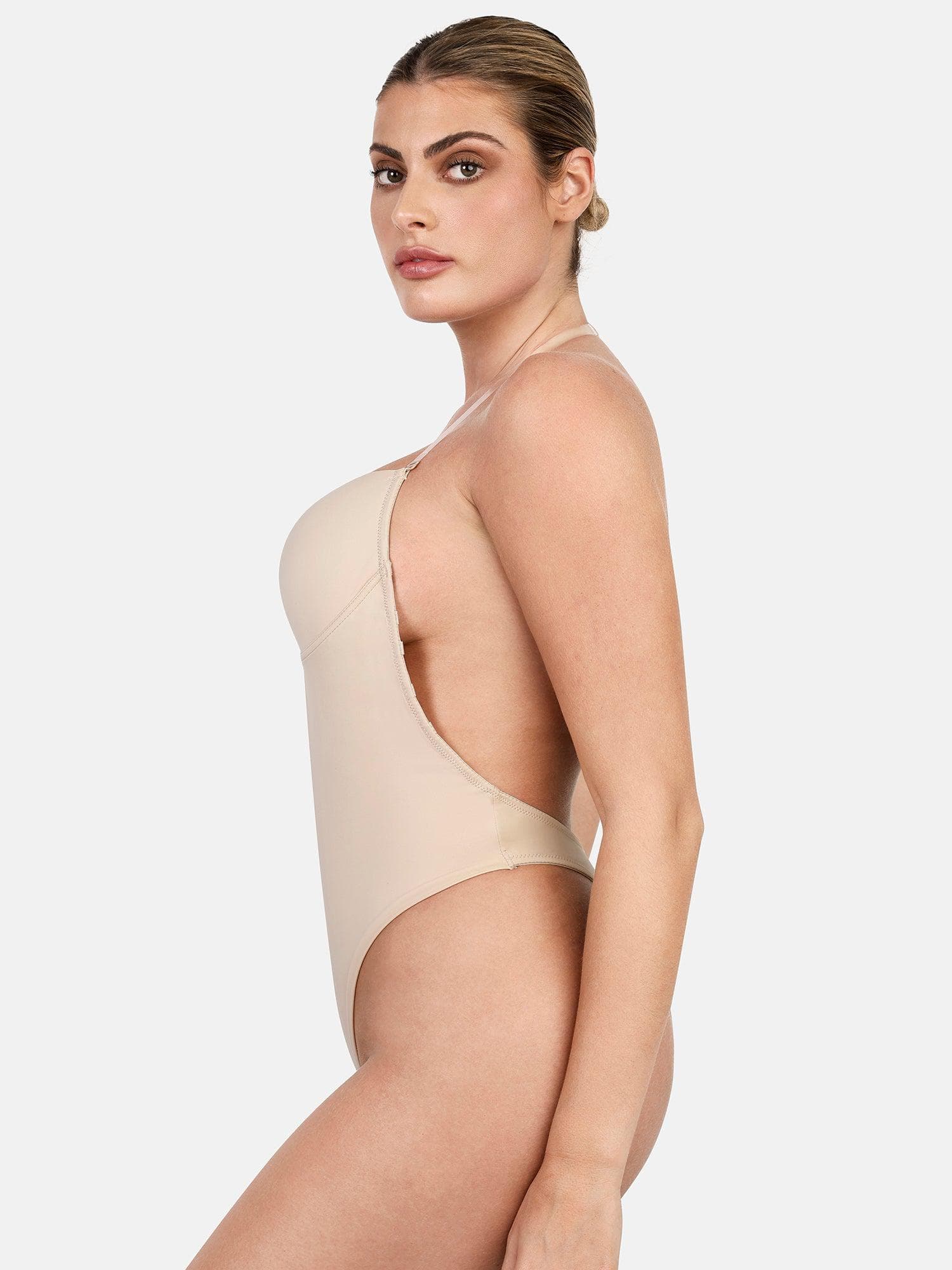 Shapewear Halter Strap Deep U Sculpting Backless Bodysuit