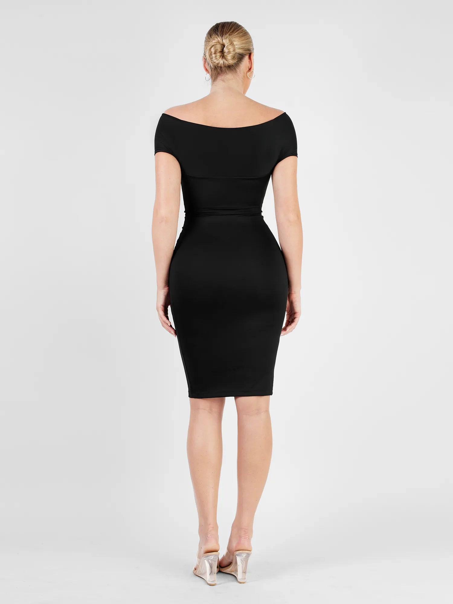 Shapewear Ruched Off-Shoulder Sculpting Midi Dress