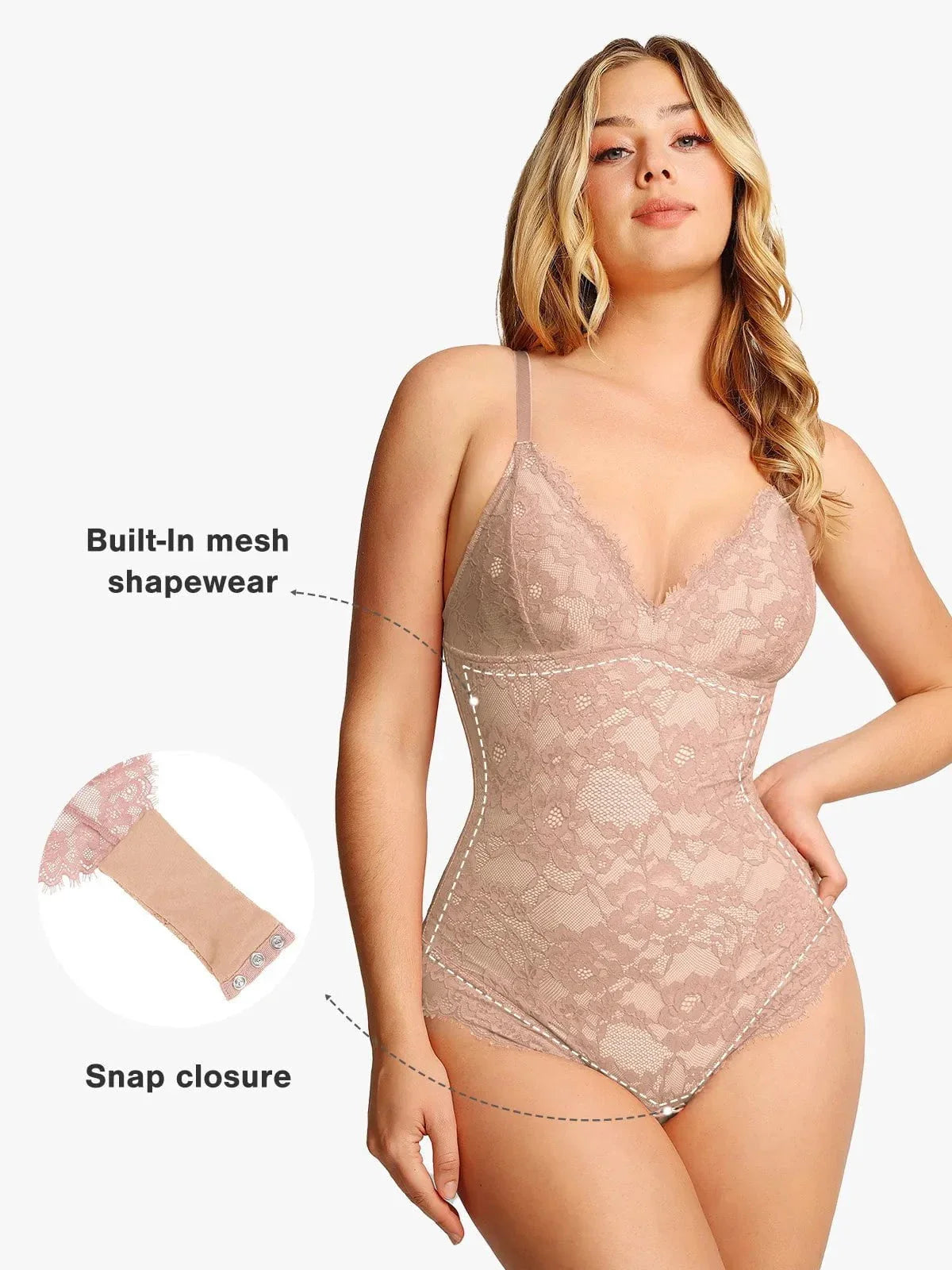 Shapewear Firm Control Smoothing Full Lace Thong Bodysuit