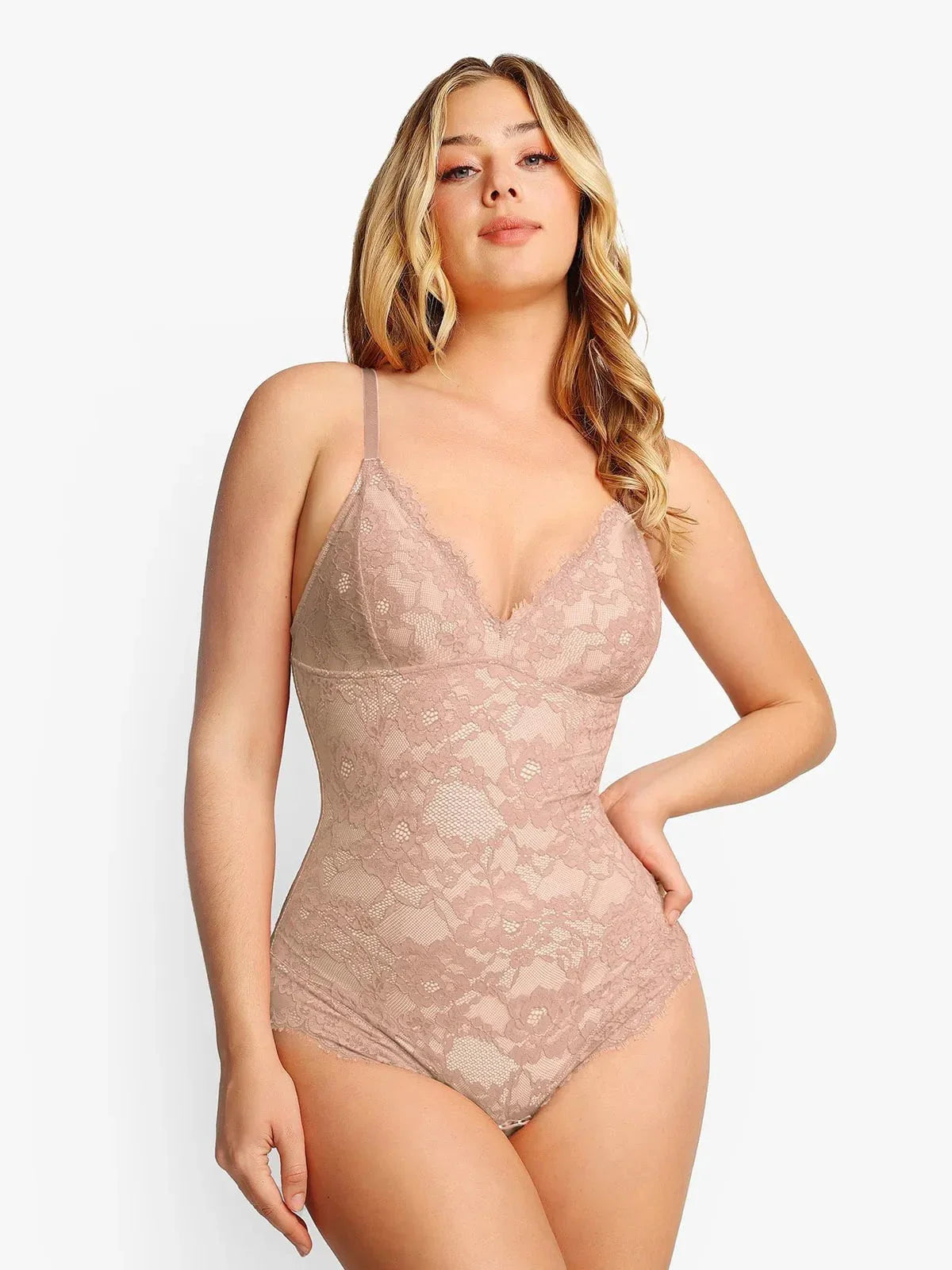 Shapewear Firm Control Smoothing Full Lace Thong Bodysuit